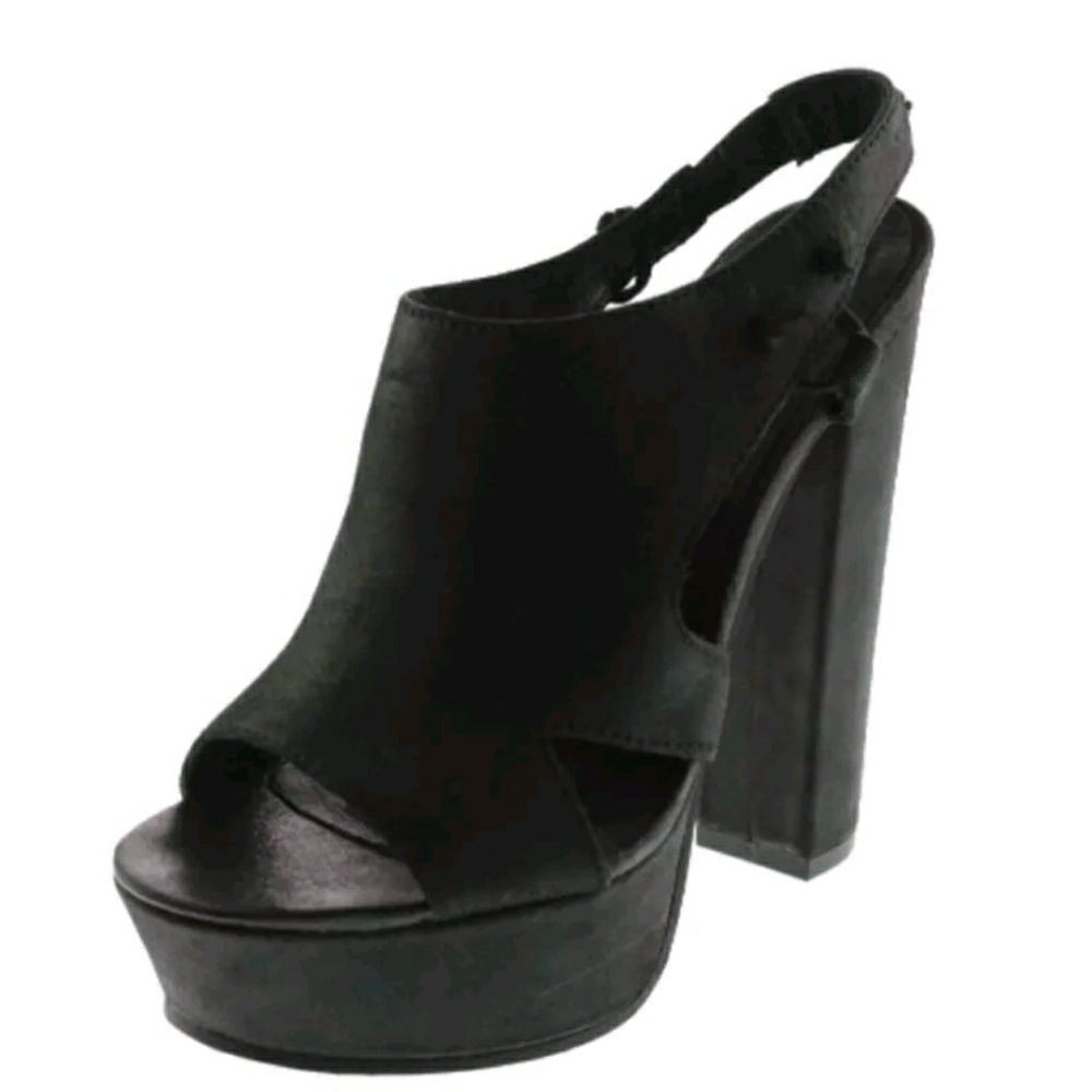 👠DIESEL Tulley black leather platform heels NEW US 7.5